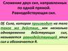 Сложение двух сил, направленных по одной прямой. Равнодействующая сил