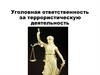 Уголовная ответственность за террористическую деятельность