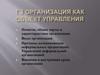 Организация, как объект управления. Понятие, общие черты и характеристики организации