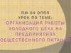 Организация работы холодного цеха на предпприятии общественного питания