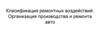 Классификация ремонтных воздействий. Организация производства и ремонта авто