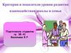 Критерии и показатели уровня развития взаимодействия школы и семьи