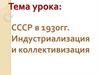 СССР в 1930 гг. Индустриализация и коллективизация