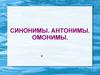 Синонимы. Антонимы. Омонимы
