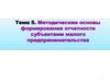 Методические основы формирования отчетности субъектами малого предпринимательства. Тема 5