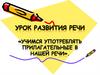 Учимся употреблять прилагательные в нашей речи