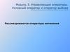 Управляющие операторы. Условный оператор и оператор выбора