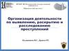 Организация деятельности по выявлению, раскрытию и расследованию преступлений