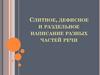 Слитное, дефисное и раздельное написание разных частей речи