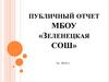 Публичный отчет МБОУ «Зеленецкая СОШ»