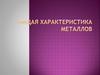 Общая характеристика металлов