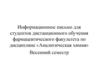 Информационное письмо для студентов дистанционного обучения фармацевтического факультета по дисциплине «Аналитическая химия»