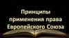 Принципы применения права Европейского Союза