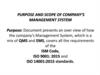 Purpose and scope of company’s management system