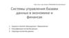 Системы управления базами данных в экономике и финансах