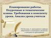 Планирование работы. Поурочные и тематические планы. Требования к конспекту урока. Анализ урока
