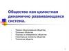 Общество как целостная динамично развивающаяся система