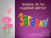 Знаешь ли ты садовые цветы? Загадки