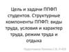Цель и задачи ППФП студентов. Структурные компоненты ППФП: виды труда, условия и характер труда, режим труда и отдыха