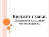 Бюджет семьи. Доходная и расходная части бюджета
