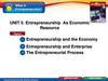 Enterpreneurship as economic resources. Unit 5