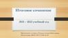 Итоговое сочинение 2021 – 2022 учебный год