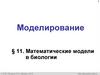 Моделирование. Математические модели в биологии