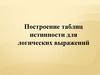 Построение таблиц истинности для логических выражений