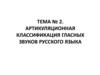 Артикуляционная классификация гласных звуков русского языка (тема 2)