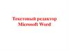 Текстовый редактор Microsoft Word