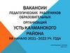Вакансии педагогических работников. Усть-Калманка - 2021