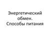 Энергетический обмен. Способы питания