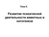 Развитие психической деятельности животных в онтогенезе. Тема 8. Развитие психической деятельности животных в онтогенезе