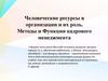 Человеческие ресурсы в организации и их роль. Методы и функции кадрового менеджмента