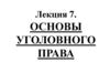Основы уголовного права