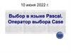 Выбор в языке Pascal. Оператор выбора Case