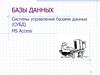 Базы данных. Системы управления базами данных (СУБД) MS Access
