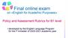 Final Online Exam on «English for Academic Purposes»