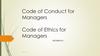 Code of Conduct for Managers Lecture 3