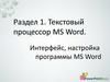 Интерфейс, настройка программы MS Word