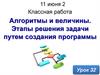 Алгоритмы и величины. Этапы решения задачи путем создания программы