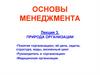Основы менеджмента. Природа организации