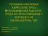 Уголовно-правовая характеристика использования рабского труда в отечественном и зарубежном законодательстве
