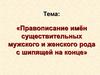 Правописание имён существительных мужского и женского рода с шипящей на конце