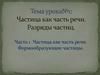 Частица как часть речи. Формообразующие частицы
