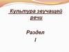 Культура звучащей речи. Орфоэпические нормы современного русского языка. Нормы ударения современного русского языка