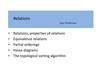 Relations, properties of relations. Equivalence relations. Partial orderings