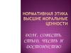 Нормативная этика высшие моральные ценности. Долг, совесть, стыд, честь и достоинство
