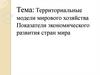 Территориальные модели мирового хозяйства