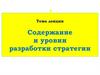 Содержание и уровни разработки стратегии